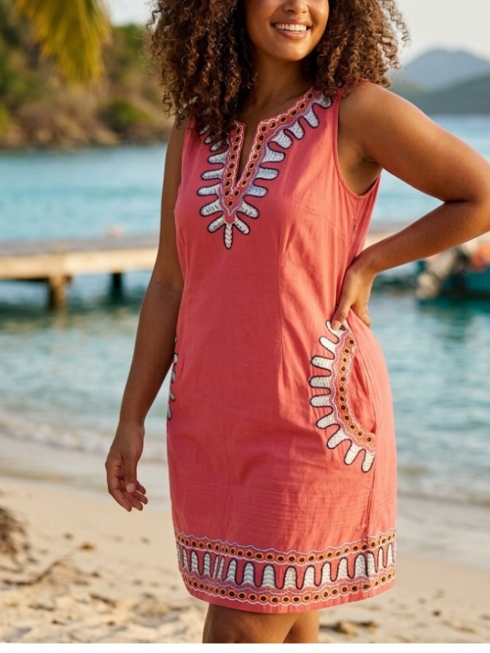 Niza Tribal Embroidery sheath Dress Size M